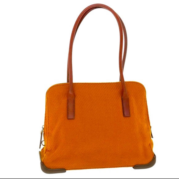 PRADA Tote Bag Wool Leather Brown Auth made in Italy ๐ฎ๐น๐น - Picture 2 of 11